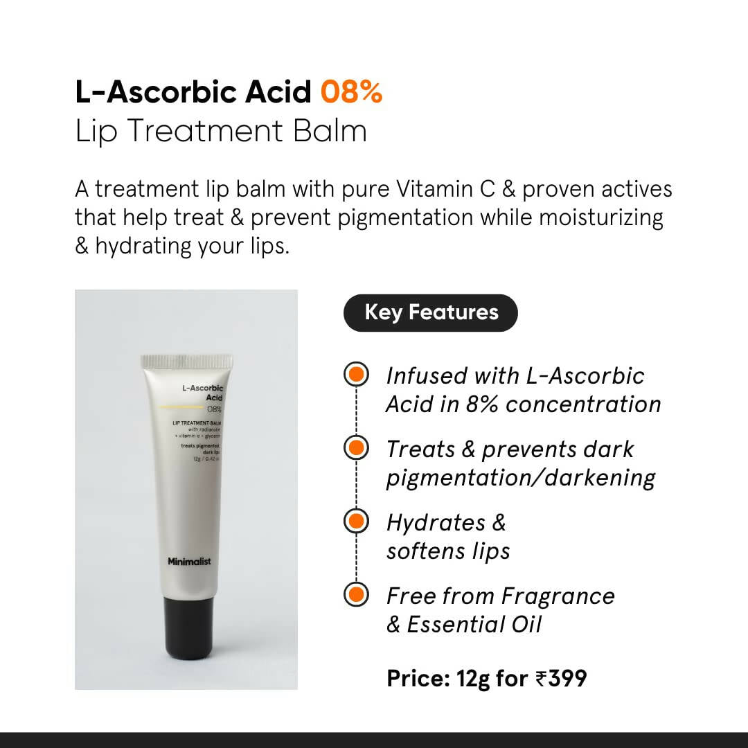 Minimalist 8% L-Ascorbic Acid Lip Treatment Balm product packaging