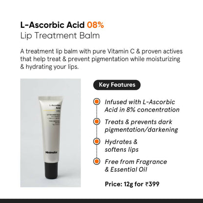 Minimalist 8% L-Ascorbic Acid Lip Treatment Balm product packaging