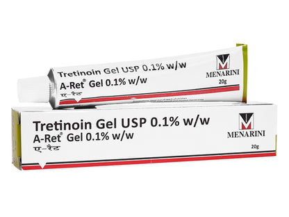 A-Ret 0.1% Tretinoin Gel 15g tube and box