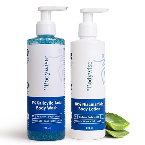 BeBodywise 1% Salicylic Acid Body Wash and 10% Niacinamide Body Lotion front product pack
