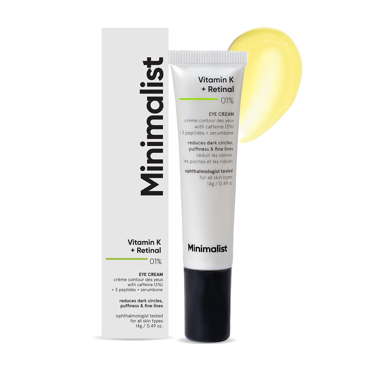 Minimalist Vitamin K + Retinal 1% Eye Cream front product pack