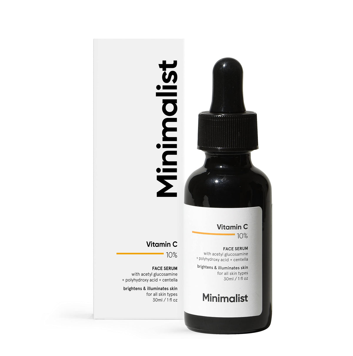 Minimalist 10% Vitamin C Face Serum For Glowing Skin front product pack