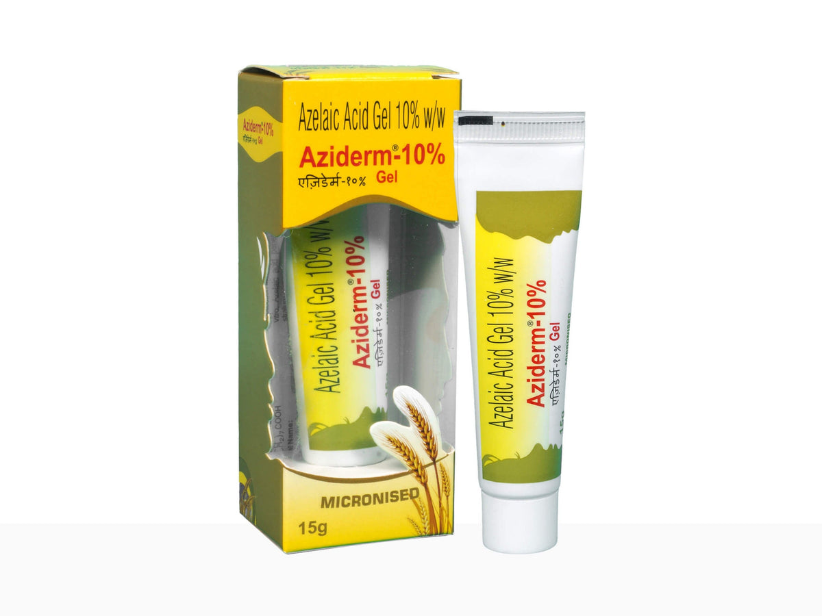 Aziderm 10% Azelaic Acid Gel 15g product packaging
