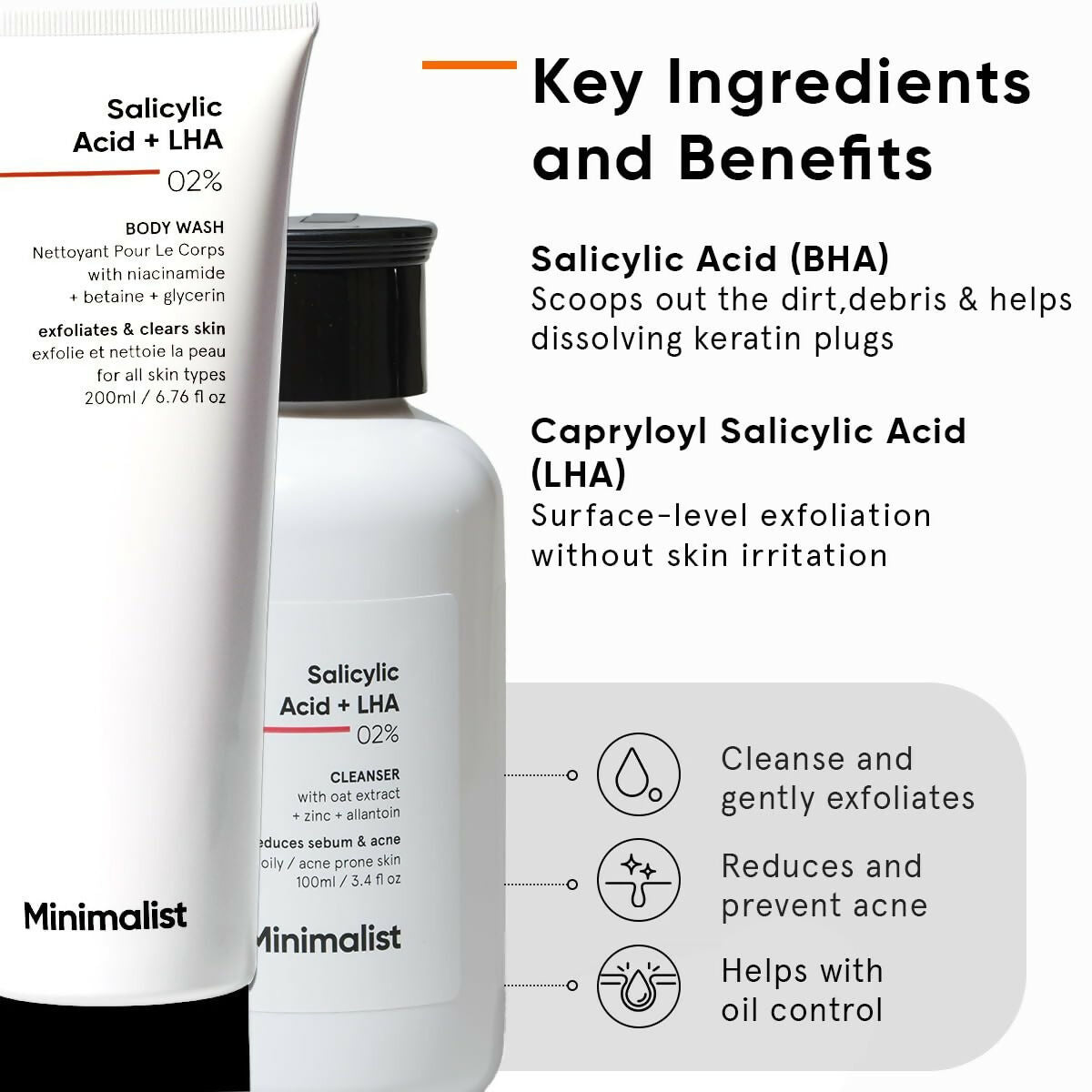 Minimalist Salicylic Acid Face Wash and Body Wash Combo product packaging