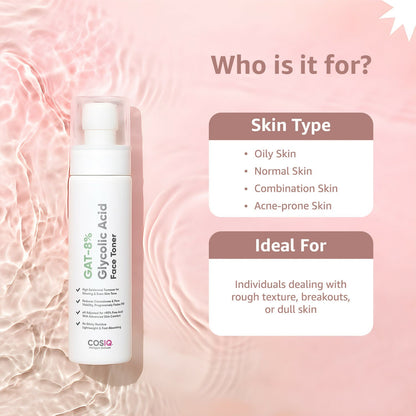 Cos-IQ GAT-8% Glycolic Acid Face Toner product packaging