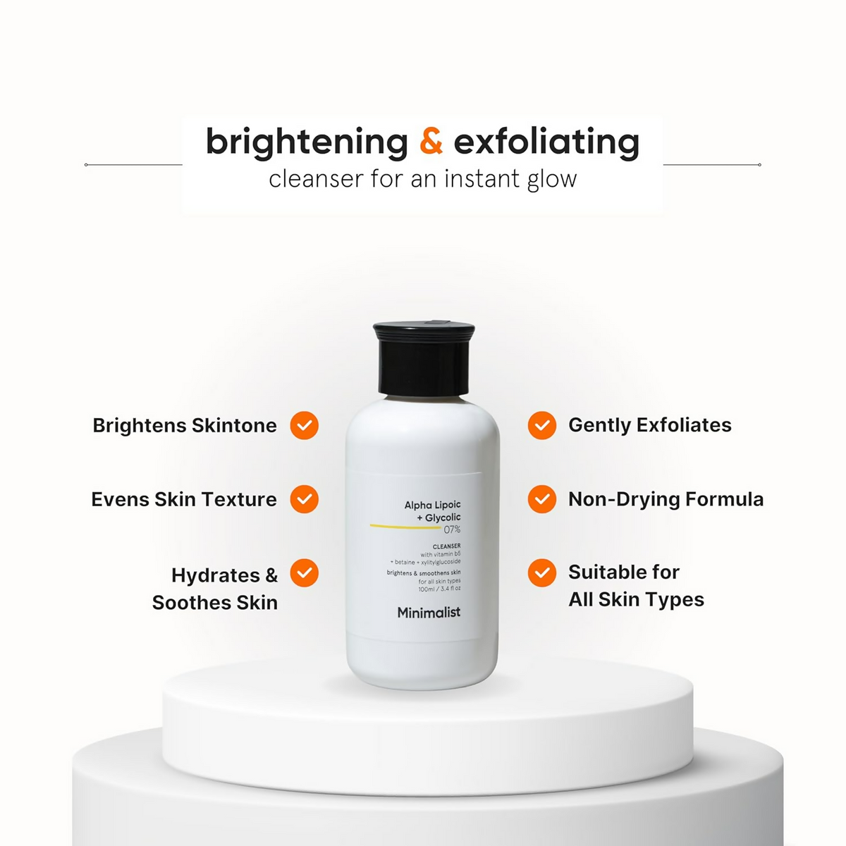 Minimalist 7% ALA + Glycolic Brightening Face Wash product packaging