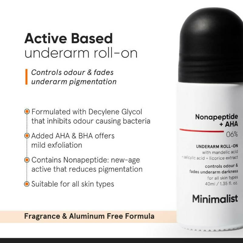 Minimalist Nonapeptide + AHA 06% Underarm Roll On product packaging