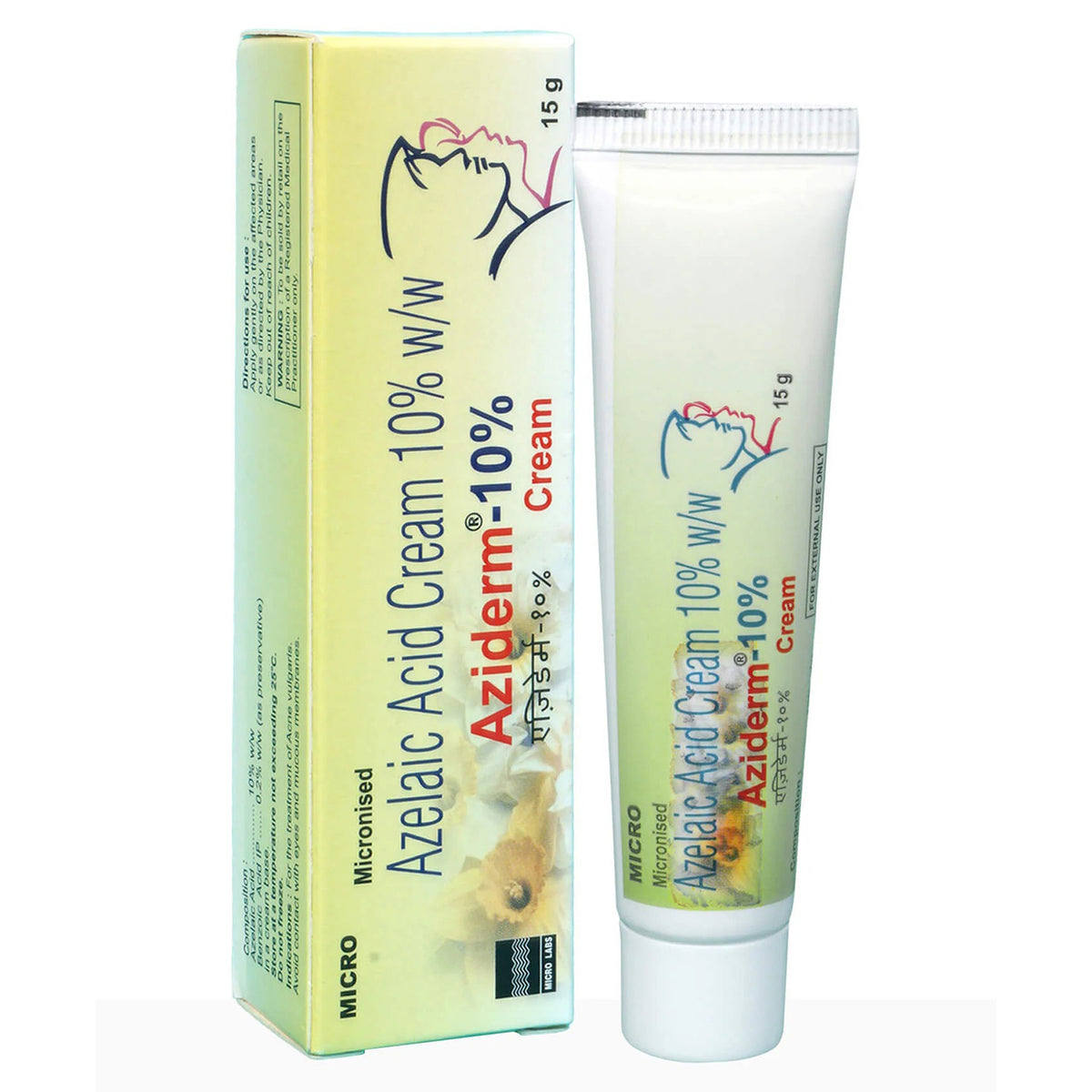 Aziderm 10% Azelaic Acid Cream 15g front product pack