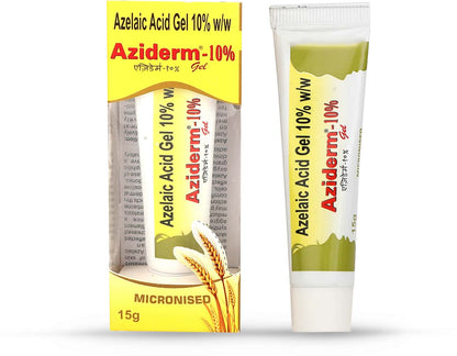 Aziderm 10% Azelaic Acid Gel 15g tube and box