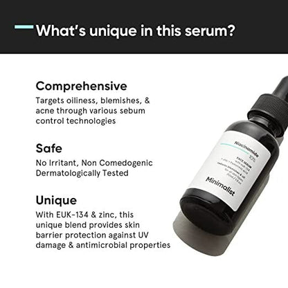 Minimalist 10% Niacinamide Face Serum product packaging