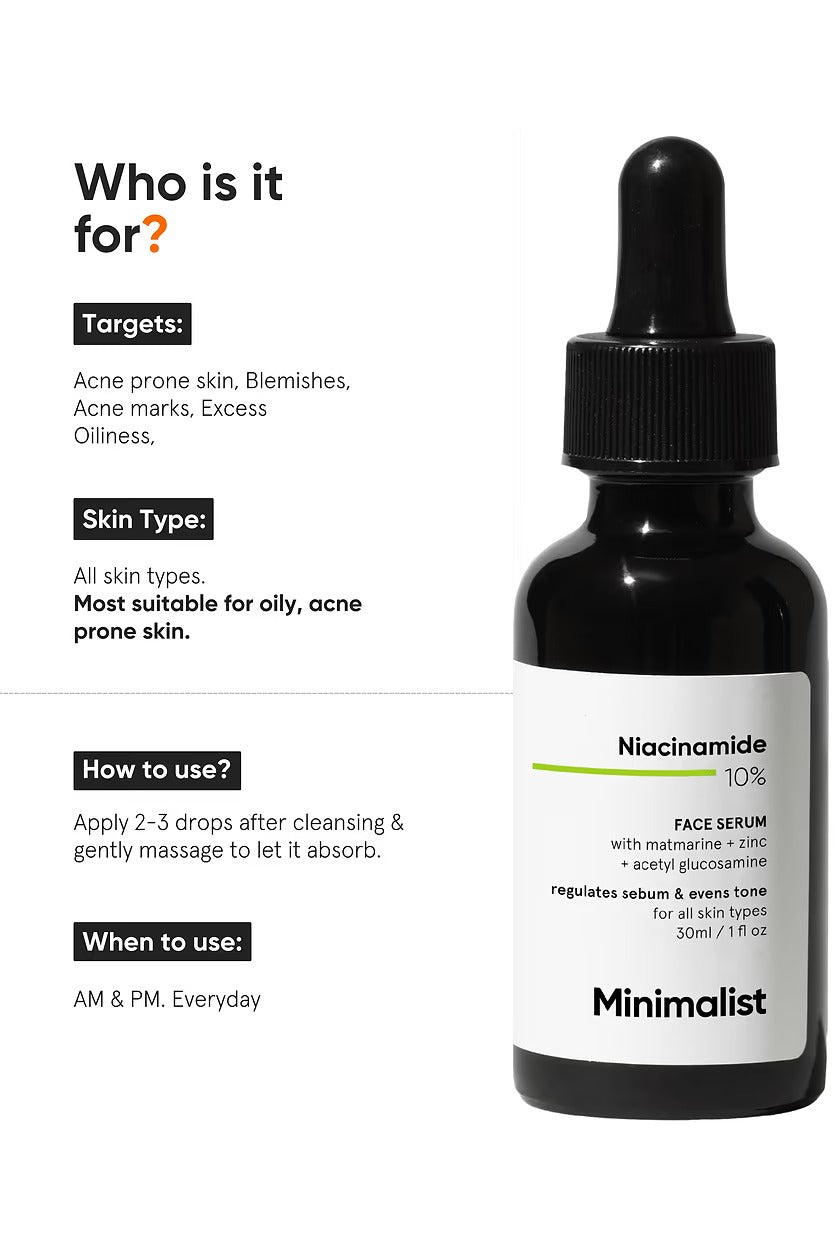 Minimalist 10% Niacinamide Face Serum product packaging