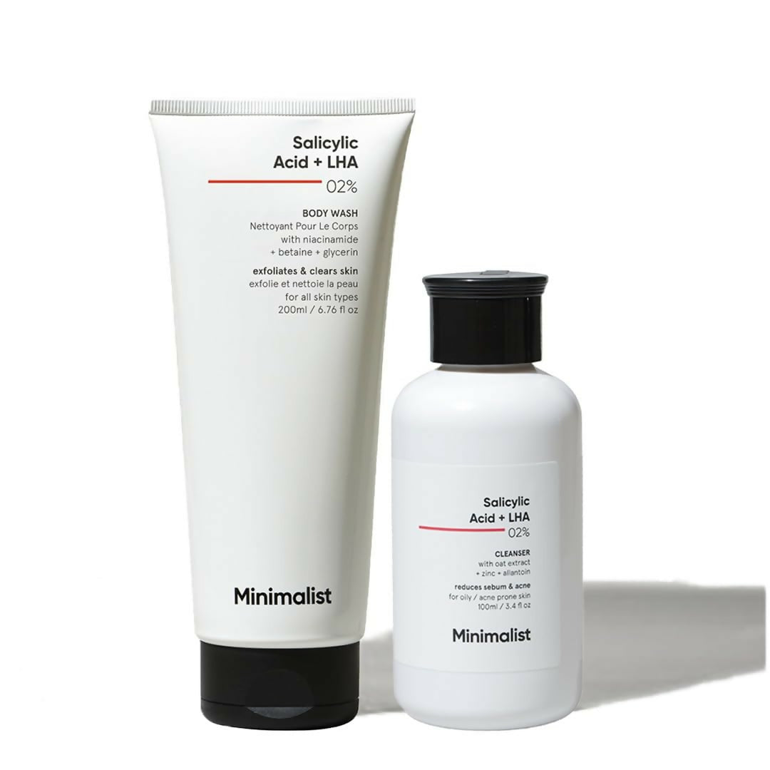 Minimalist Salicylic Acid Face Wash and Body Wash Combo tube and box