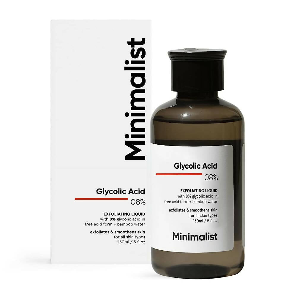 Minimalist 8% Glycolic Acid Toner For Glowing Skin tube and box
