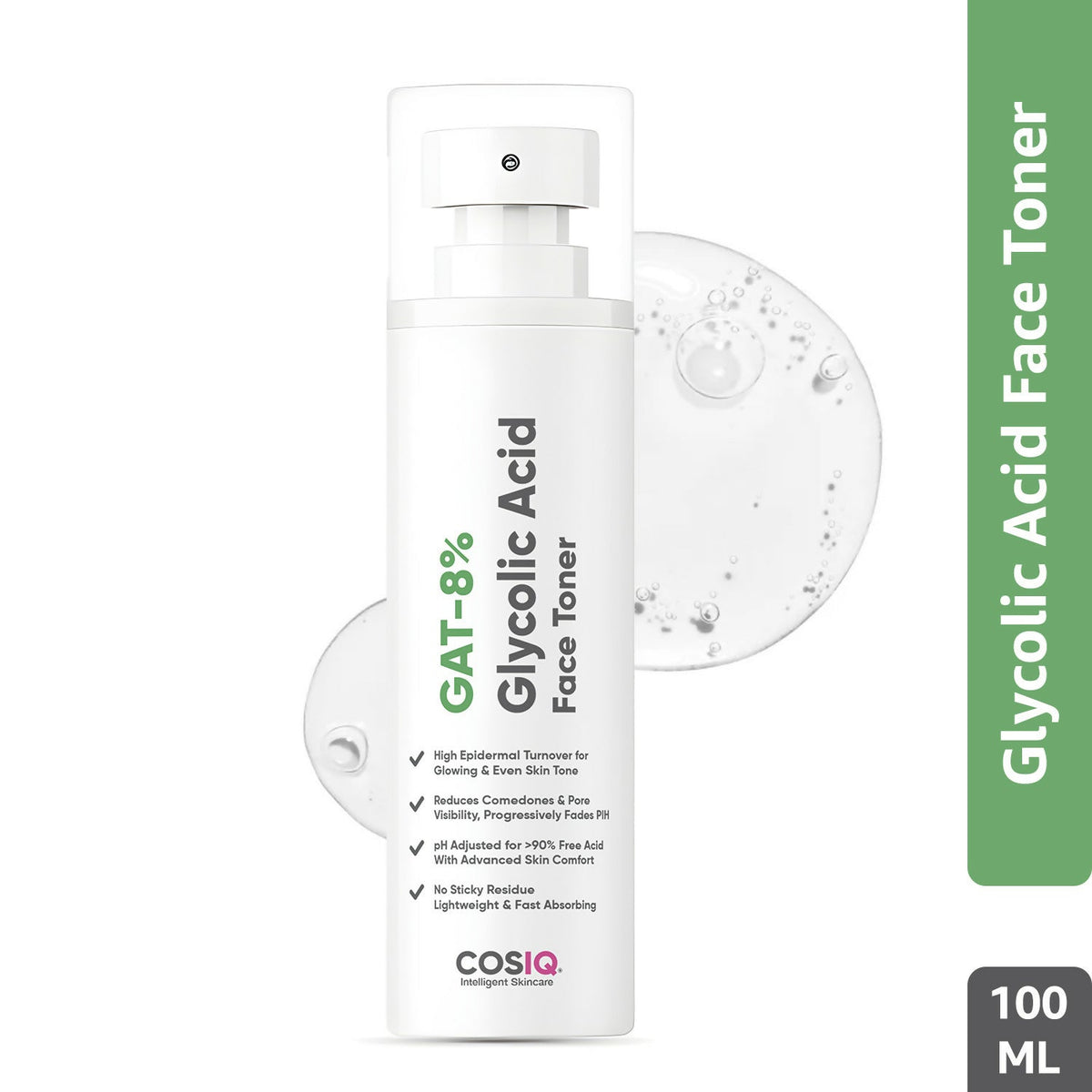 Cos-IQ GAT-8% Glycolic Acid Face Toner product packaging