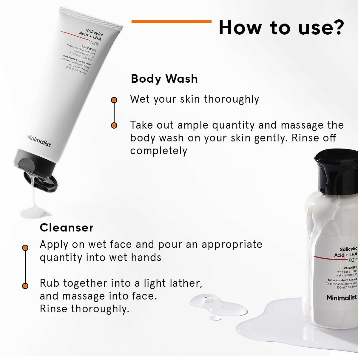 Minimalist Salicylic Acid Face Wash and Body Wash Combo product packaging