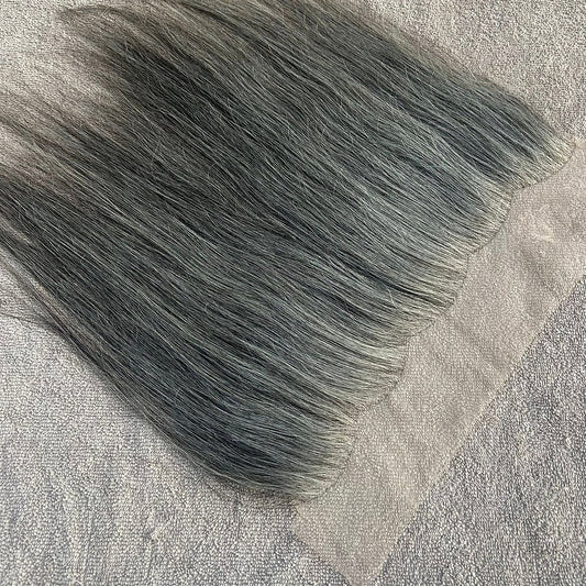 Transparent Lace Frontal 13x4 Grey Straight Hair
