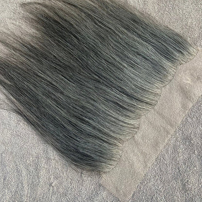 Transparent Lace Frontal 13x4 Grey Straight Hair