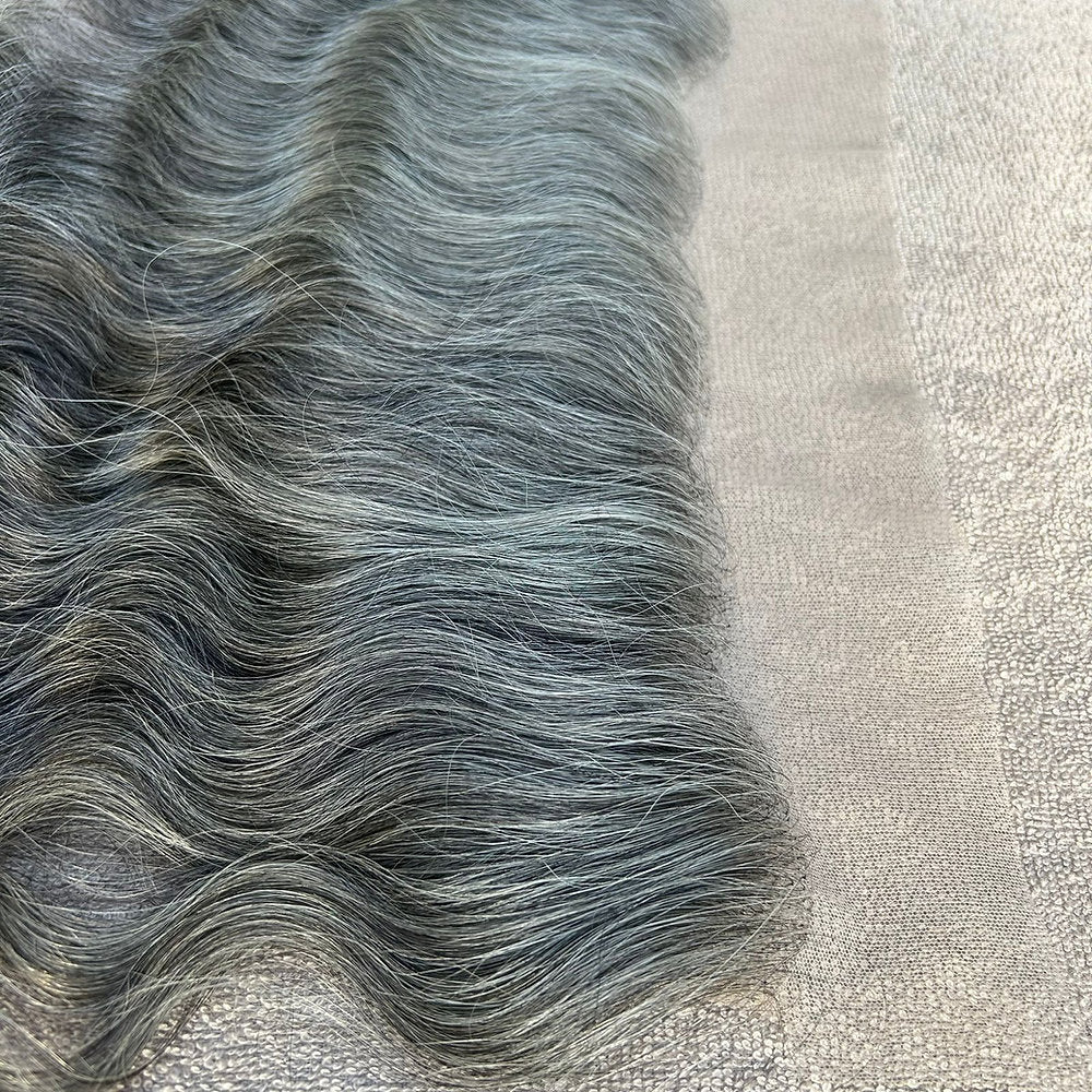 Transparent Lace Frontal 13x4 Grey Wavy Hair