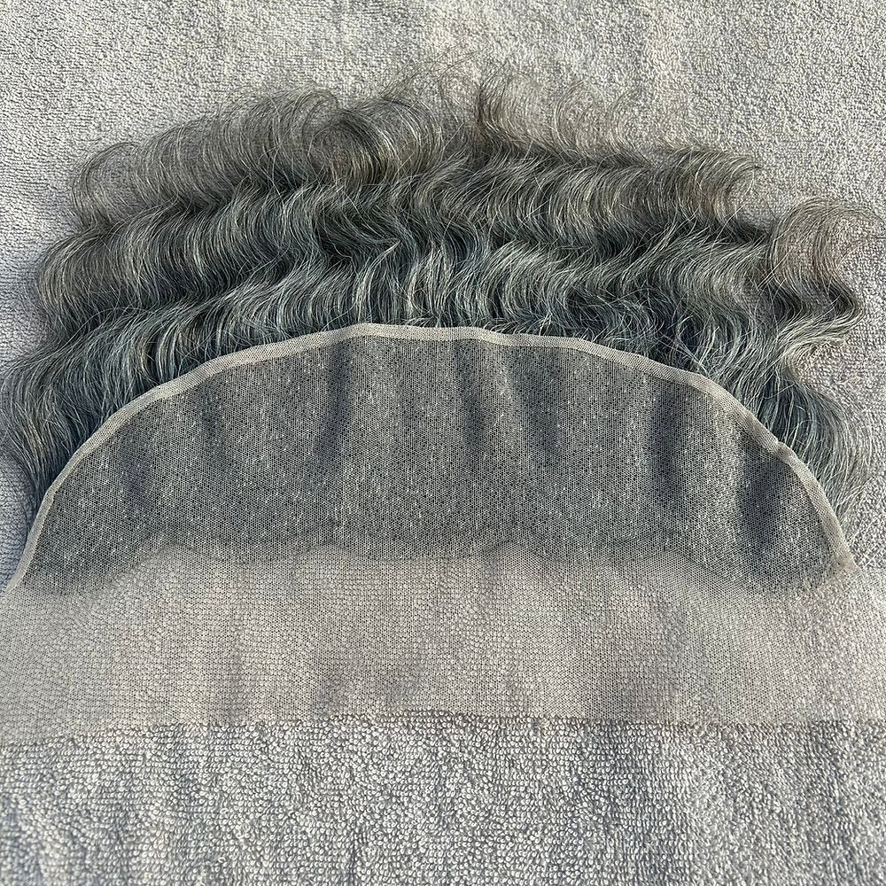 Transparent Lace Frontal 13x4 Grey Wavy Hair